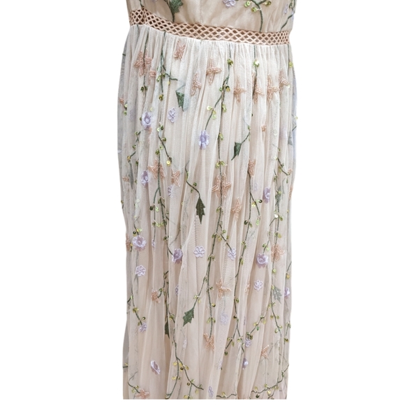 ASOS DESIGN pretty embroidered floral and sequin mesh maxi dress Size 12 - Picture 12 of 14